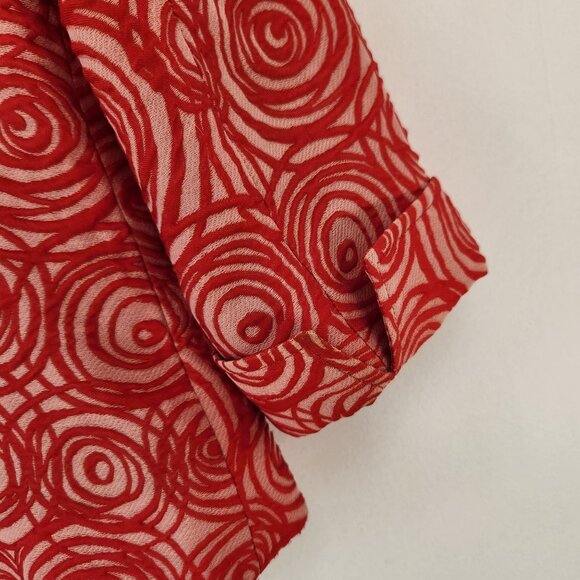 Lafayette 148 Red Blazer Jacket Career Professional Office Swirl Roses Women's 8 - Picture 7 of 9